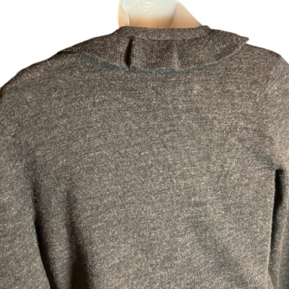 Elegant Merino 100% Wool V-neck Wrap Sweater Women Petite S Gray Ruffle Trim - Picture 8 of 10